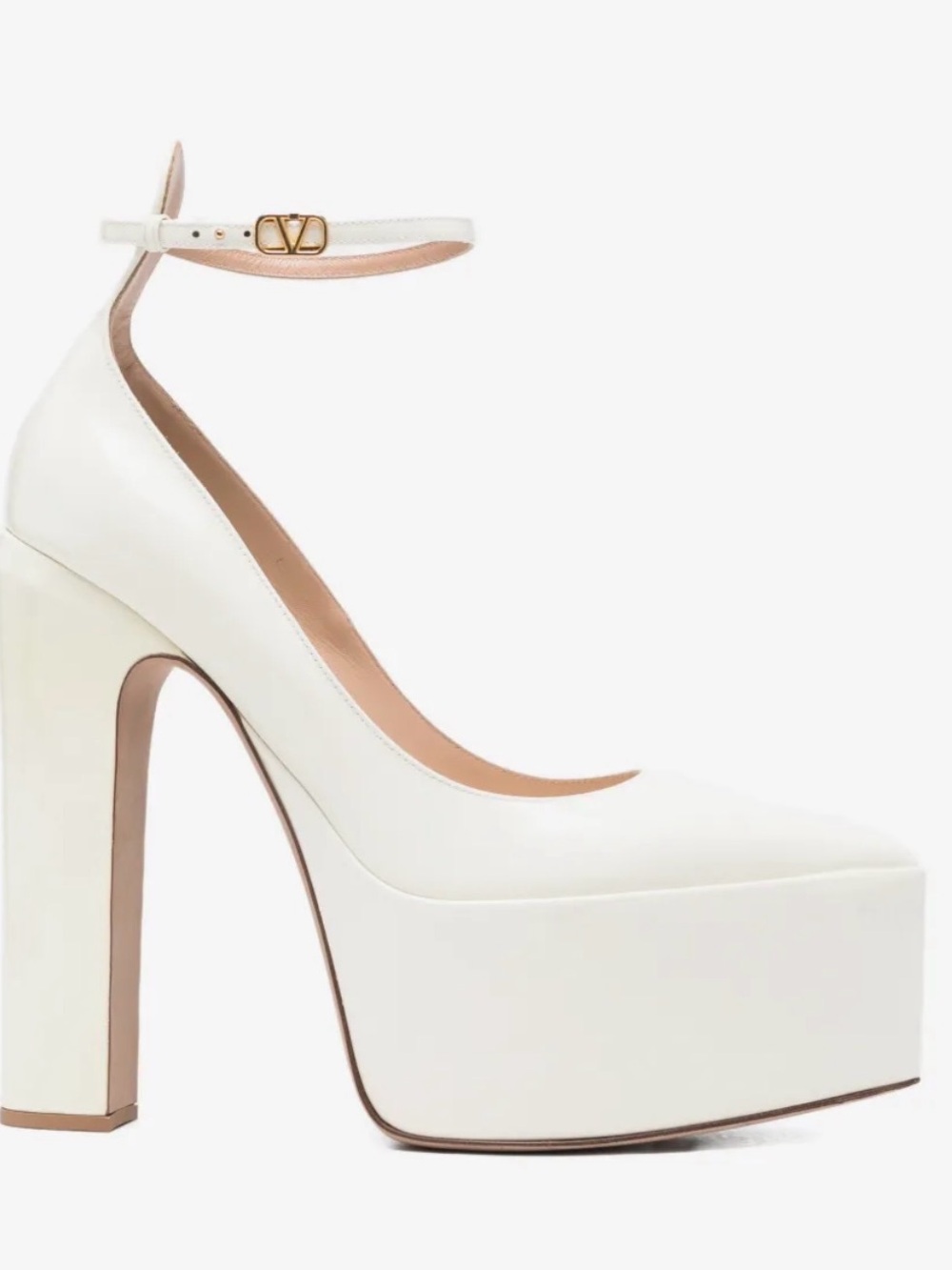 Valentino White Platform Ankle-Strap Pump size 37 preowned